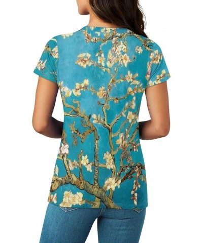 Women's Short Sleeve V-Neck T-Shirt Casual Summer Athletic Top T Shirts for Women Oversized Lightweight Tee XS-5XL Van Gogh A...