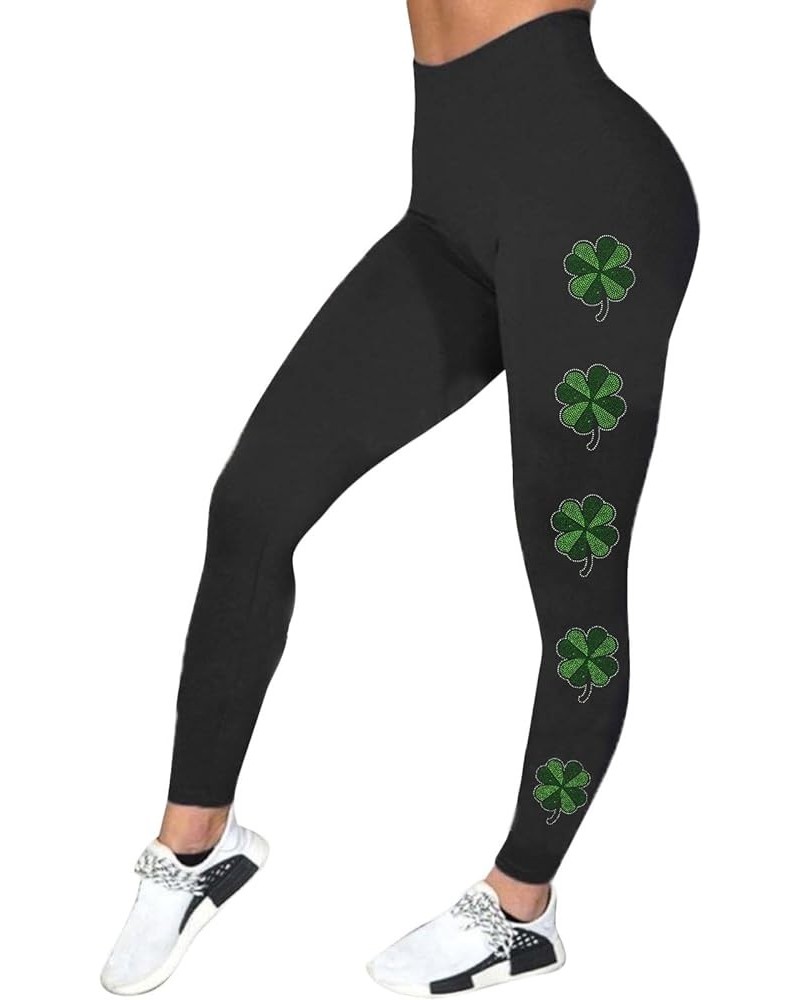 St. Patrick's Day Graphic Tummy Control Leggings for Women High Waisted Irish Clover Compression Tights Skimpy Gym D_camoufla...