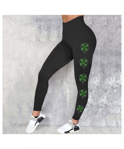 St. Patrick's Day Graphic Tummy Control Leggings for Women High Waisted Irish Clover Compression Tights Skimpy Gym D_camoufla...