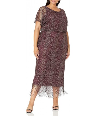 Women's Plus Size Metallic Blouson Crochet Dress Fig Plus $29.47 Dresses