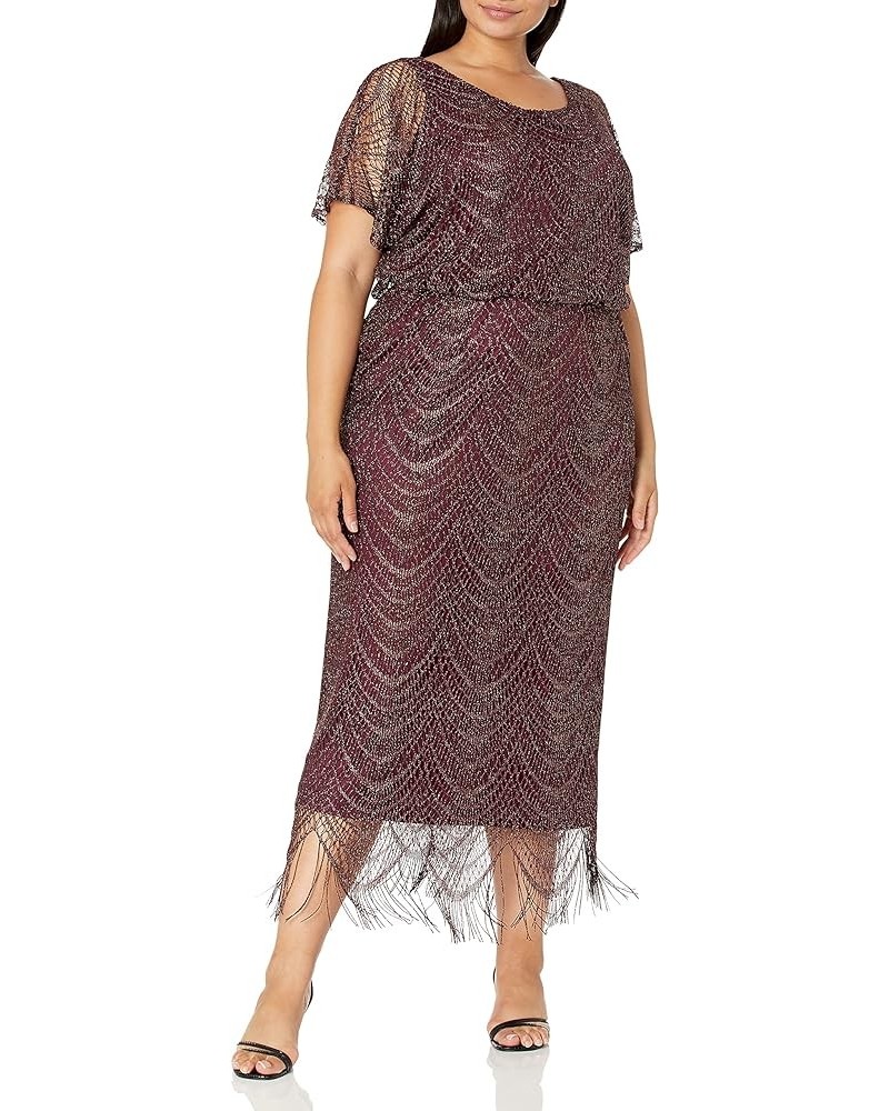 Women's Plus Size Metallic Blouson Crochet Dress Fig Plus $29.47 Dresses