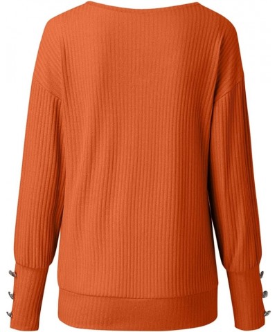 Womens Fashion Sweaters Long Sleeve Lightweight Knit Sweaters Pullover Dressy Casual Loose Oversized Jumper Tops I Orange $8....