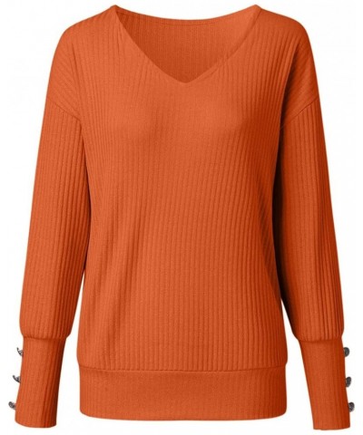 Womens Fashion Sweaters Long Sleeve Lightweight Knit Sweaters Pullover Dressy Casual Loose Oversized Jumper Tops I Orange $8....