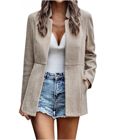 Trench Coat for Women 2023 Trendy Open Front Cardigan Long Sleeve Lapel Slouchy Winter Jacket Solid Pea Coats B-beige $8.80 C...