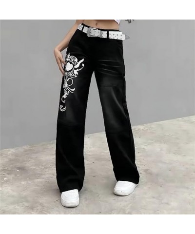 Women Y2k High Waist Straight Leg Jeans Y2K Fashion Baggy Denim Pants 90s Boyfriend Trousers Streetwear (Medium,Dark Blue C) ...