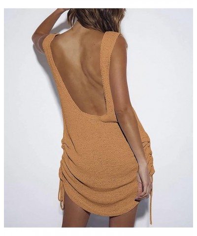 Women's Sexy Bikini Bathing Suit Cover Up Crochet Swim Top Mini Dress Beach Blouse Camel a $13.24 Swimsuits