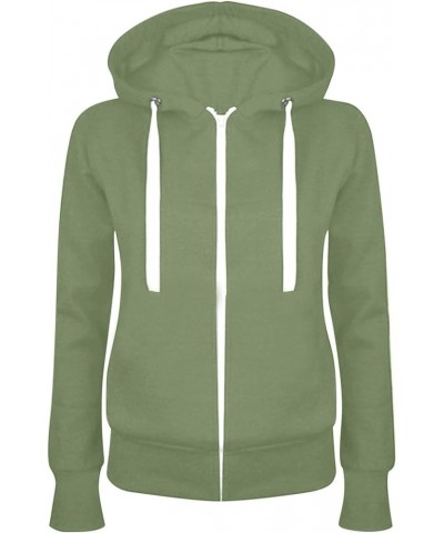 Womens Zip Up Hoodie Drawstring Long Sleeve Solid Lightweight Jackets Loose Fit Casual Athletic Hooded Sweatshirts 6 Green $5...