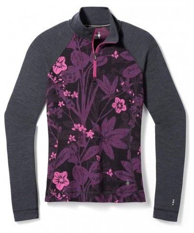 Women’s Base Layer Top - Merino 250 Wool Active 1/4 Zip Outerwear Purple Iris Floral $48.14 Activewear