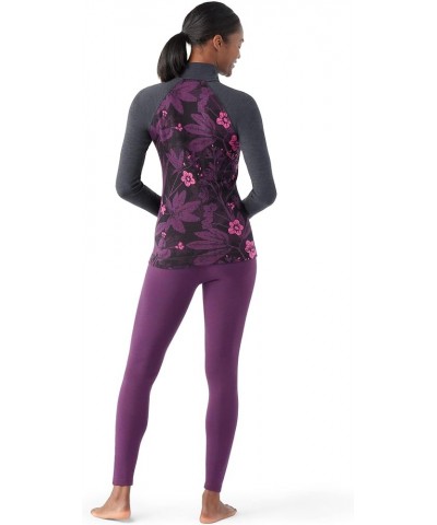 Women’s Base Layer Top - Merino 250 Wool Active 1/4 Zip Outerwear Purple Iris Floral $48.14 Activewear