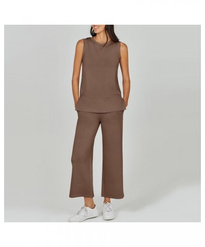 Cowl Neck Color Block Sweatshirt Sets Women 2 Piece Outfits Tracksuits Sleeveless Long Pants Casual Pants with Coffee $19.91 ...