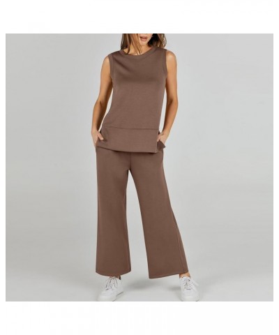 Cowl Neck Color Block Sweatshirt Sets Women 2 Piece Outfits Tracksuits Sleeveless Long Pants Casual Pants with Coffee $19.91 ...