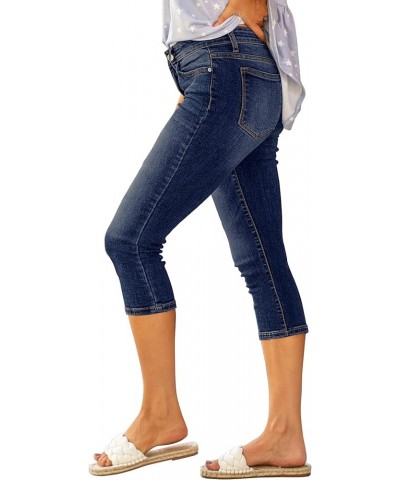 Womens Capri Jeans for Women High Waisted Skinny Ripped Jean Denim Pants Dark Blue $17.16 Jeans