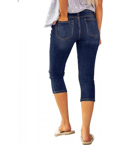 Womens Capri Jeans for Women High Waisted Skinny Ripped Jean Denim Pants Dark Blue $17.16 Jeans