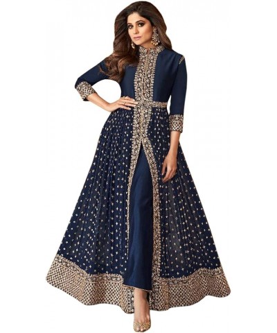 Wedding Reception Wear Indian Pakistani Stitched Slit Anarkali Gown with Dupatta Dresses Choice 1 $36.00 Dresses