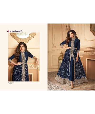 Wedding Reception Wear Indian Pakistani Stitched Slit Anarkali Gown with Dupatta Dresses Choice 1 $36.00 Dresses