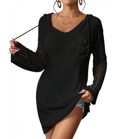 Crochet Coverups for Women Bathing Suit Cover Ups Short Beach Dress Swim Cover Up Black $18.47 Swimsuits