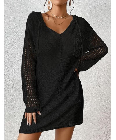 Crochet Coverups for Women Bathing Suit Cover Ups Short Beach Dress Swim Cover Up Black $18.47 Swimsuits