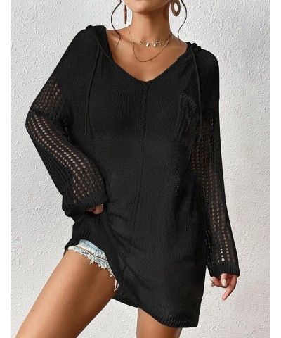 Crochet Coverups for Women Bathing Suit Cover Ups Short Beach Dress Swim Cover Up Black $18.47 Swimsuits