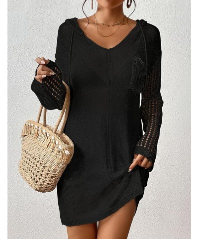 Crochet Coverups for Women Bathing Suit Cover Ups Short Beach Dress Swim Cover Up Black $18.47 Swimsuits