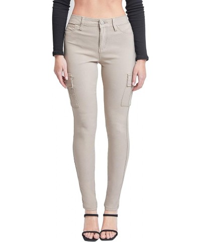 Women's Junior Hyperstretch Button Skinny Cargo Jean Taupe $18.93 Jeans