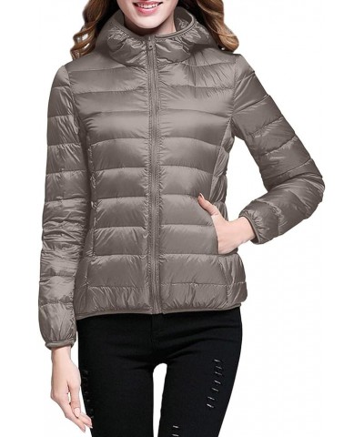 Women's Lightweight Oversized Long Sleeve Jacket solid Warm Waterproof Packable Puffer Winter Coat with pocket Khaki $11.61 J...