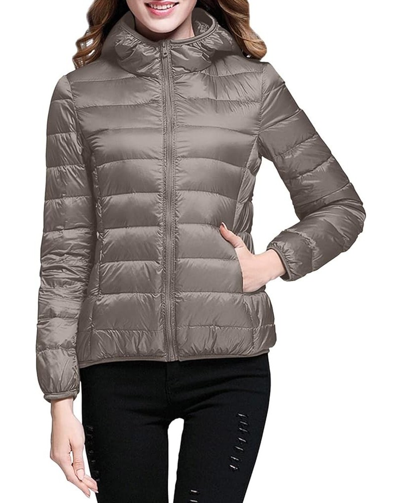 Women's Lightweight Oversized Long Sleeve Jacket solid Warm Waterproof Packable Puffer Winter Coat with pocket Khaki $11.61 J...