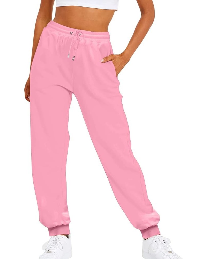 Women's Bottom Sweatpants Winter High Waisted Sweatpants Drawstring Jogger Sweat Pants Cinch Bottom Workout Trousers L1-pink ...