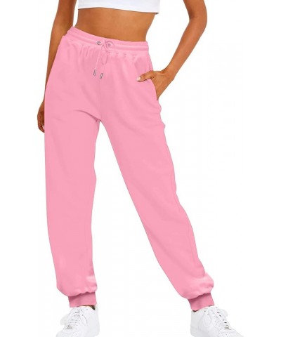 Women's Bottom Sweatpants Winter High Waisted Sweatpants Drawstring Jogger Sweat Pants Cinch Bottom Workout Trousers L1-pink ...