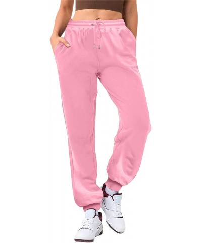 Women's Bottom Sweatpants Winter High Waisted Sweatpants Drawstring Jogger Sweat Pants Cinch Bottom Workout Trousers L1-pink ...