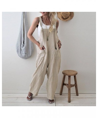 Overalls for Women Loose Fit Winter Warm Jumpsuits With Pockets Casual Plus Size Jumpsuit Wide Leg Party Rompers 05 Beige $10...