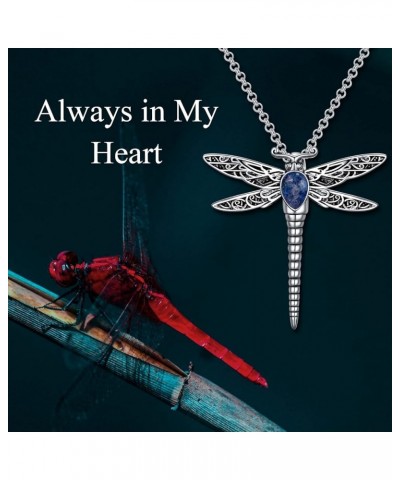 Dragonfly Urn Necklace for Ashes Sterling Silver Memorial Keepsake Cremation Jewelry Gifts with Filling Tool Stone-Lapis Lazu...