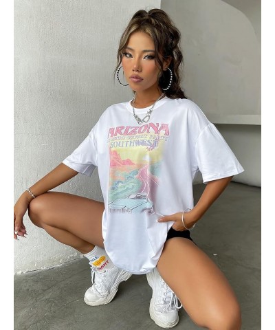 Women's Oversized Graphic Letter Print T Shirts Short Sleeve Loose T Shirts Casual Women Summer Tops Multicolor $11.17 T-Shirts