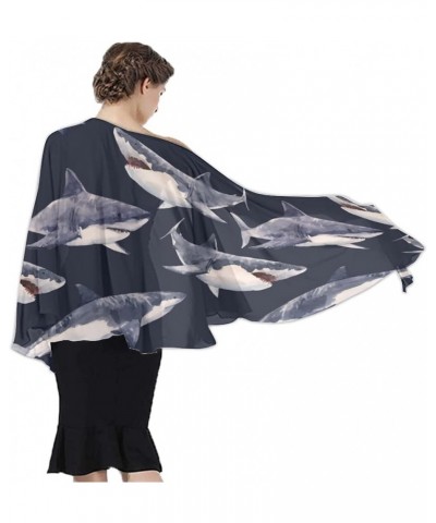 Women's Sarong Cover Ups Long Beach Kimono Bikini Wraps Boho Beachwear Watercolor Shark Pattern Black $14.39 Swimsuits