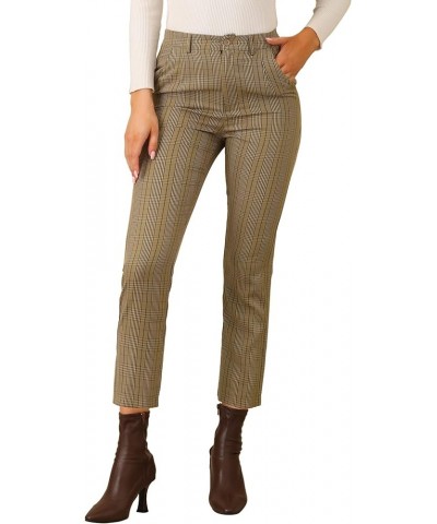 Women's High Waist Elastic Back Office Work Ankle Pants Coffee $20.90 Pants