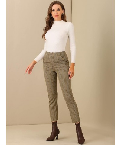 Women's High Waist Elastic Back Office Work Ankle Pants Coffee $20.90 Pants