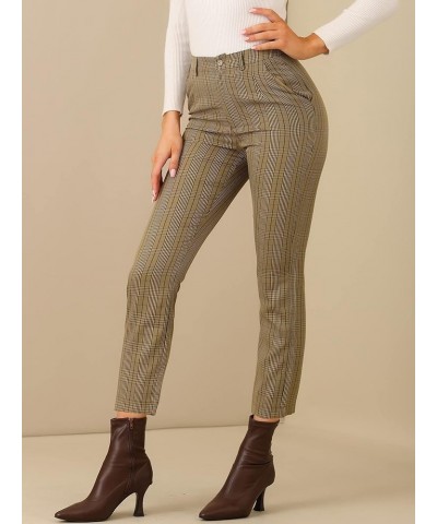 Women's High Waist Elastic Back Office Work Ankle Pants Coffee $20.90 Pants