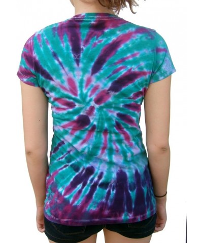 Rockin' Cactus Women's(Reg) V-Neck Tie Dye Shirt Purple & Teal Spider $12.39 T-Shirts