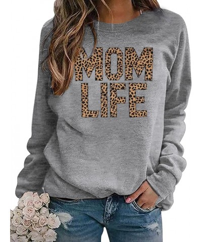 Women Mama Sweatshirt Colorful Letter Print Shirt Mom Fall Pullover Casual Crewneck Long Sleeve Shirt A_grey $11.00 Hoodies &...