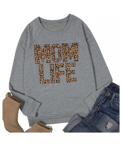 Women Mama Sweatshirt Colorful Letter Print Shirt Mom Fall Pullover Casual Crewneck Long Sleeve Shirt A_grey $11.00 Hoodies &...