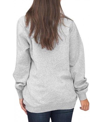 Womens Warm Cozy High Neck Long Sleeve Solid 1/4 Zip Pullover Sweatshirts with Pockets Grey $17.15 Hoodies & Sweatshirts