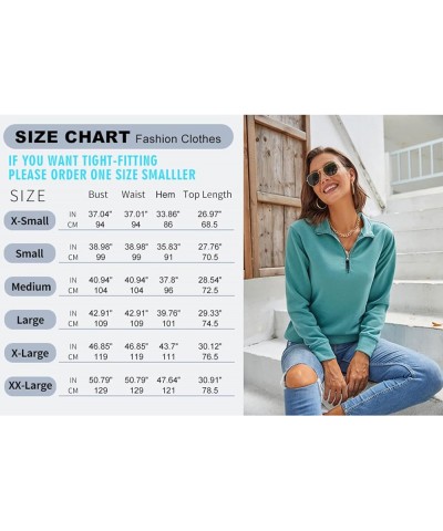 Womens Warm Cozy High Neck Long Sleeve Solid 1/4 Zip Pullover Sweatshirts with Pockets Grey $17.15 Hoodies & Sweatshirts