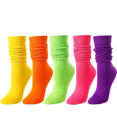 Women's Slouch Socks 4-5 Pairs, Slouchy Scrunch Tube High Socks, Long White Black Socks Assorted 6 $14.29 Activewear