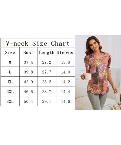 Women Puff Sleeve Summer Tunic Top Casual T-Shirts Fashion V-Neck Pullover Loose Blouse Basic V Carved White + Black $11.60 Tops