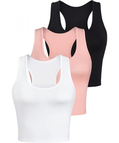 Workout Crop Tank Tops Sleeveless Racerback Crop Sport Top for Women Cropped Yoga Tank Top Black Pink White $24.50 Activewear