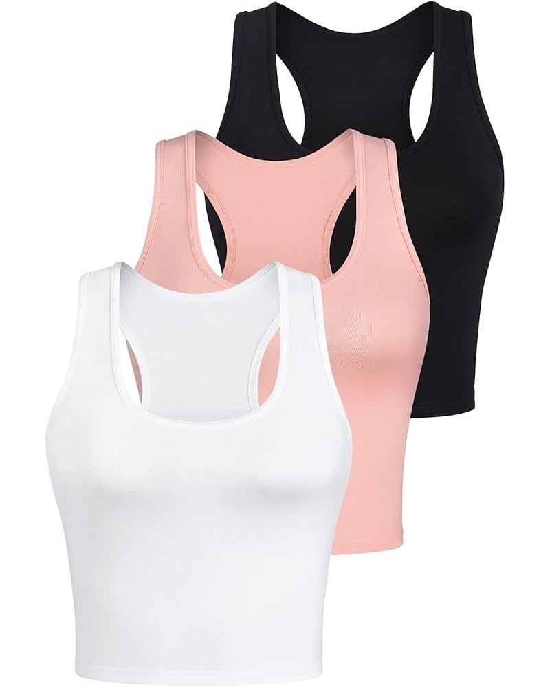 Workout Crop Tank Tops Sleeveless Racerback Crop Sport Top for Women Cropped Yoga Tank Top Black Pink White $24.50 Activewear