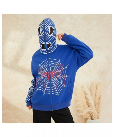 Women 's Star Letter Print Zip Up Hoodies Y2K Punk Graphic Oversized Jackets Streetwear Vintage Gothic Sweatshirt A-spider Bl...