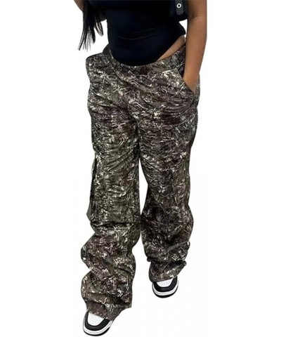 Women's Oversized Camo Cargo Pants Jogger Trousers Workout Sweatpants Camouflage Army Fatigue with Pockets Wide Black $20.78 ...