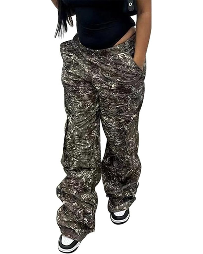 Women's Oversized Camo Cargo Pants Jogger Trousers Workout Sweatpants Camouflage Army Fatigue with Pockets Wide Black $20.78 ...