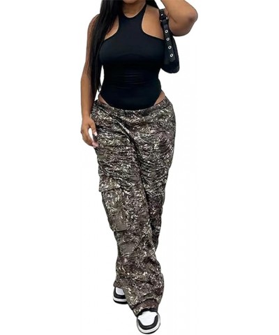 Women's Oversized Camo Cargo Pants Jogger Trousers Workout Sweatpants Camouflage Army Fatigue with Pockets Wide Black $20.78 ...