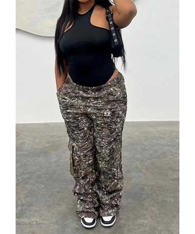 Women's Oversized Camo Cargo Pants Jogger Trousers Workout Sweatpants Camouflage Army Fatigue with Pockets Wide Black $20.78 ...